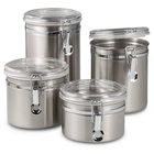 Conjunto 4 Potes Inox Hermético Guardar Armazenar Mantimentos
