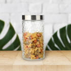 Conjunto 4 Potes Vidro Rattan Tampa Inox 1700ml Class Home