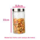 Conjunto 4 Potes Vidro Rattan Tampa Inox 1700ml Class Home