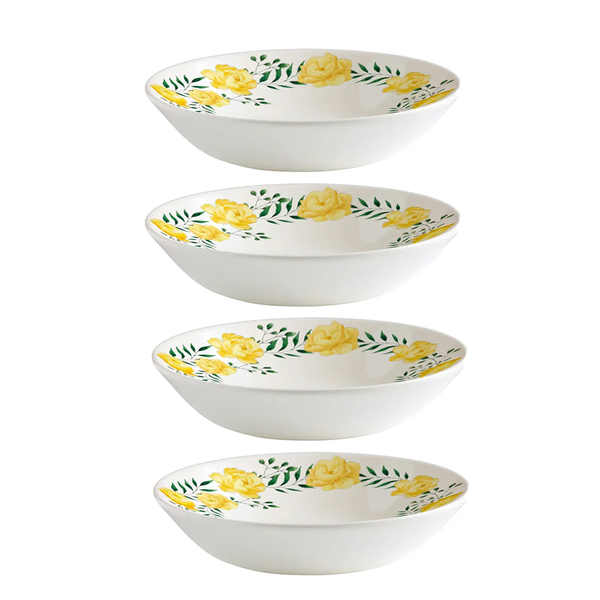 Conjunto 4 Pratos Fundo Cerâmica Alice 587ml Amarelo