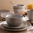 Conjunto 4 Pratos Raso Cerâmica 27cm Concreto Cinza