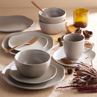 Conjunto 4 Pratos Raso Cerâmica 27cm Concreto Cinza