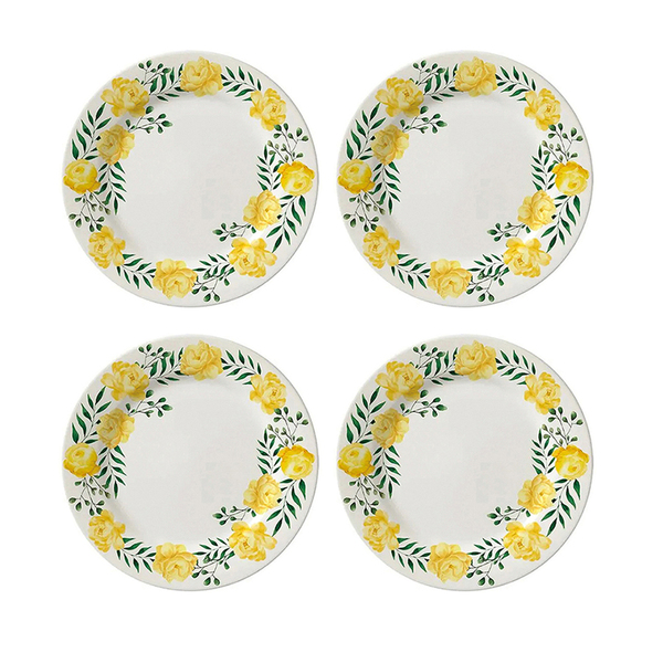 Conjunto 4 Pratos Raso Cerâmica Alice 24,2cm Amarelo