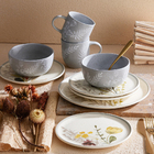 Conjunto 4 Pratos Raso Cerâmica Anastásia 27,3cm Cinza