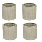 Conjunto 4 Vasos De Concreto Artesanal Listras 9,8cm P Cinza