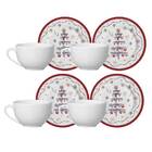 Conjunto 4 Xícara 200ml Com Pires Greetings - Natal