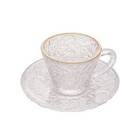 Conjunto 4 Xícara De Cristal Martelado Para Chá Com Pires E F