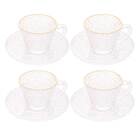 Conjunto 4 Xícara De Cristal Martelado Para Chá Com Pires E F