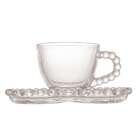 Conjunto 4 Xícaras Café Cristal C/píres Coração Pearl 85ml Ro