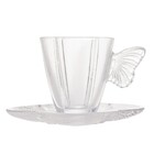 Conjunto 4 Xícaras De Café De Vidro Com Pires Butterfly  80ml