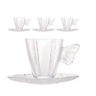 Conjunto 4 Xícaras De Café De Vidro Com Pires Butterfly  80ml