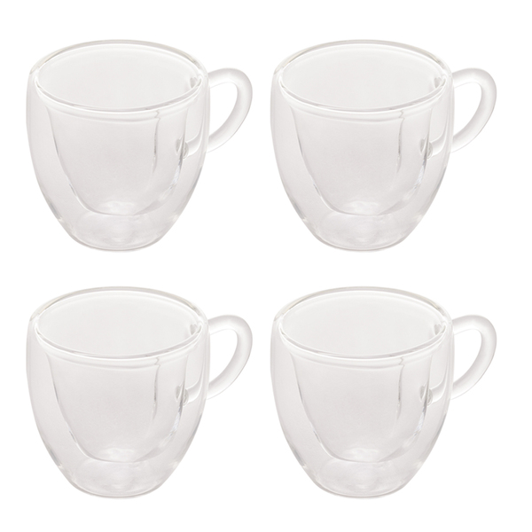 Conjunto 4 Xícaras De Café Parede Dupla De Vidro Borossilicat