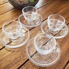 Conjunto 4 Xícaras De Chá Cristal Com Pires Pearl  180 Ml _ W