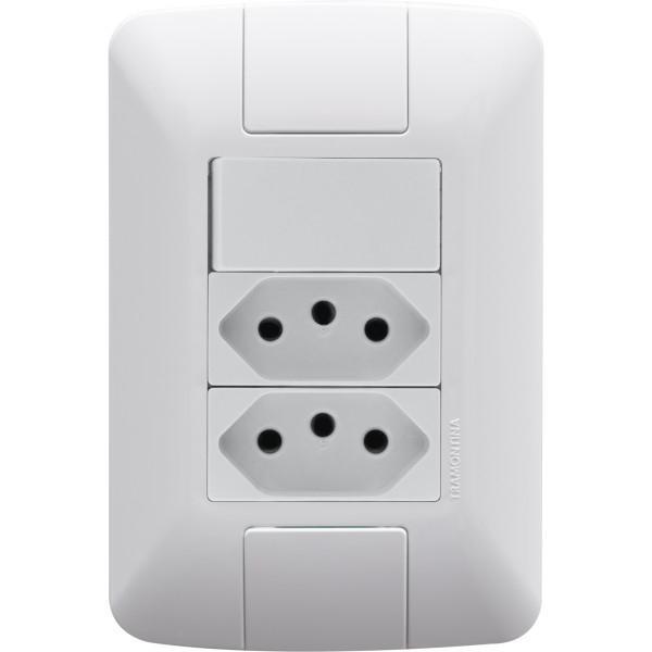 Conjunto 4x2 Com 1 Interruptor Simples 6 A 250 V E 2 Tomadas