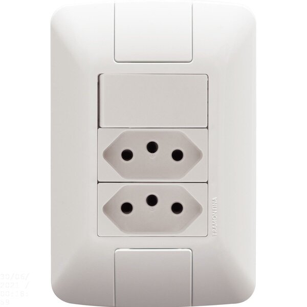 Conjunto 4x2 Com 1 Interruptor Simples 6 A 250 V E 2 Tomadas