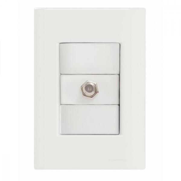 Conjunto 4x2 Com 1 Tomada Tv/sat Coaxial Tramontina Giz Branco