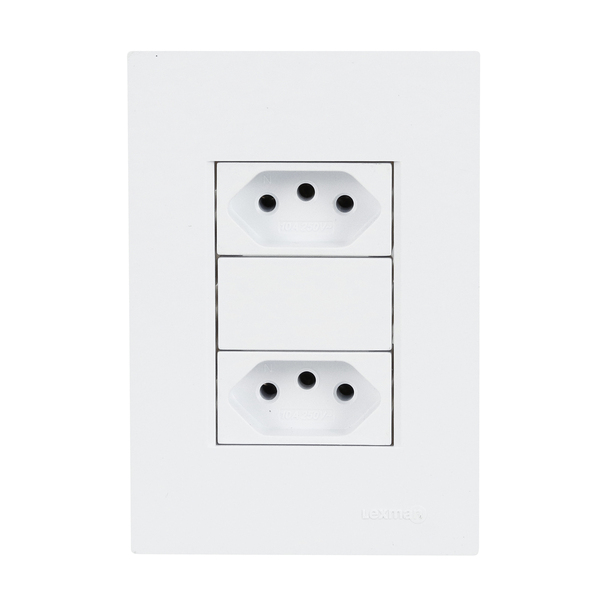 Conjunto 4x2 Simples 2 Tomadas 10A com Suporte Branco Fosco Madrid Lexman