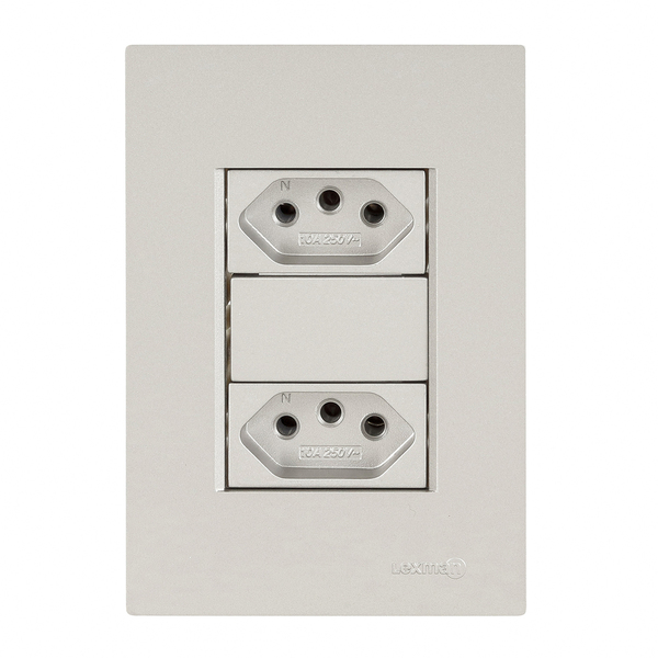 Conjunto 4x2 Simples 2 Tomadas 10A com Suporte Titanium Madrid Lexman