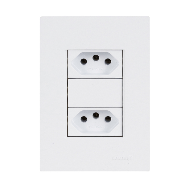 Conjunto 4x2 Simples 2 Tomadas 20A com Suporte Branco Fosco Madrid Lexman