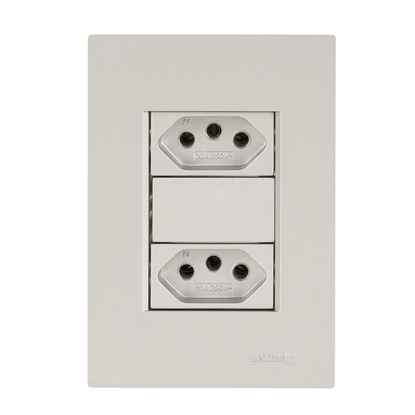 Conjunto 4x2 Simples 2 Tomadas 20A com Suporte Titanium Madrid Lexman