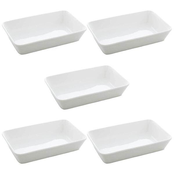 Conjunto 5 Assadeiras Travessas De Porcelana Branca 26x17cm R
