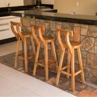 Conjunto 5 Bancos Alto Bistrô De Madeira Com Encosto Bancada