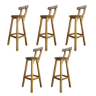 Conjunto 5 Bancos Alto Bistrô De Madeira Com Encosto Bancada