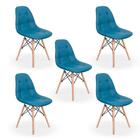 Conjunto 5 Cadeiras Dkr Charles Eames Wood Estofada Botonê -