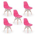 Conjunto 5 Cadeiras Dkr Charles Eames Wood Estofada Botonê -