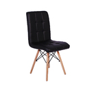 Conjunto 5 Cadeiras Eiffel Gomos Estofada Base Madeira - Preta