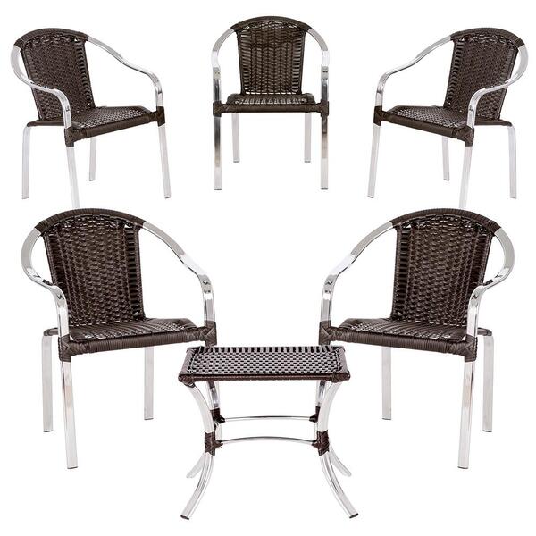 Conjunto 5 Cadeiras Toquio 1 Mesa Baixa Colombia Para Área Ex