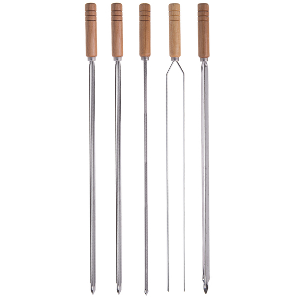 Conjunto 5 Espetos Para Churrasco Domama Em Aço Inox Com Cabo