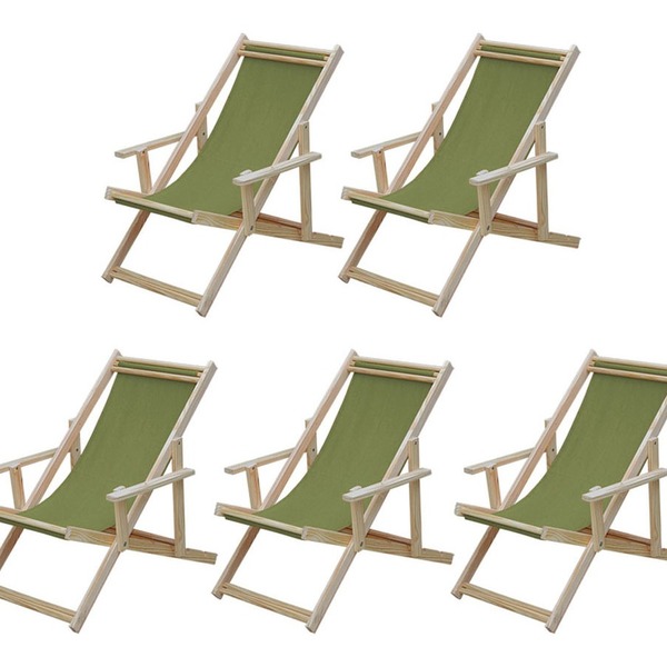 Conjunto 5 Espreguiçadeiras Preguiçosa Dobrável Madeira Maciç