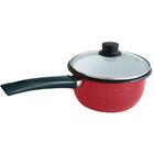 Conjunto 5 Panelas Esmaltadas Tampa Vidro Vermelho Branco Esm