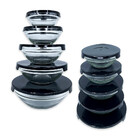 Conjunto 5 Potes De Vidro Hermeticos Com Tampa - Preto