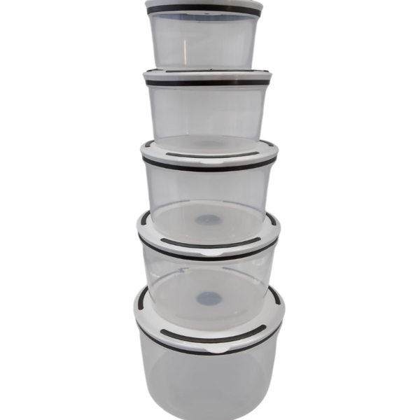 Conjunto 5 Potes Herméticos De Plástico Com Tampa
