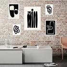 Conjunto 5 Quadros Abstratos Preto E Branco - Com Vidro Moldu