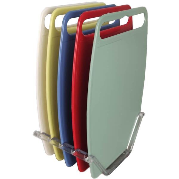 Conjunto 5 Tábuas De Corte Com Suporte Para Cozinha Coloridas