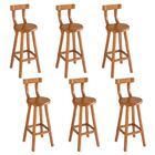 Conjunto 6 Bancos Alto Bistrô De Madeira Com Encosto Bancada