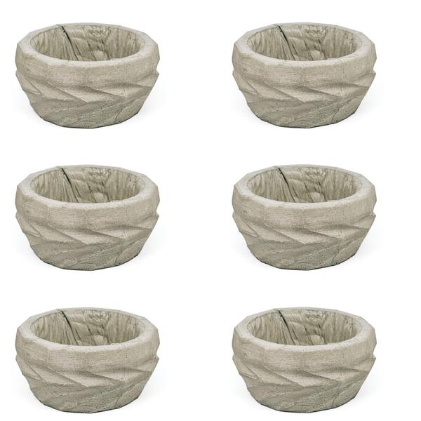 Conjunto 6 Cachepôs Concreto Artesanal Terrário 7,3cm Cinza