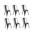 Conjunto 6 Cadeiras Aço Iron Industrial Preto