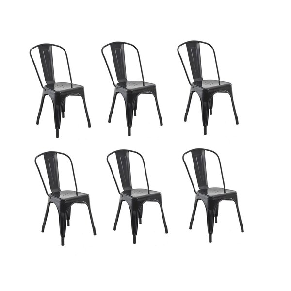 Conjunto 6 Cadeiras Aço Iron Industrial Preto