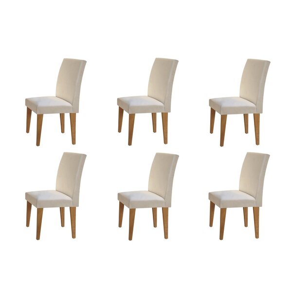 Conjunto 6 Cadeiras Alana Veludo Creme/imbuia