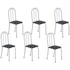 Conjunto 6 Cadeiras Ane B Soma Preto Floral Martelado Perola