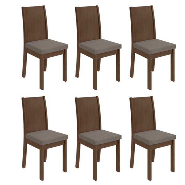 Conjunto 6 Cadeiras Athenas Móveis Lopas Imbuia Clean/suede A