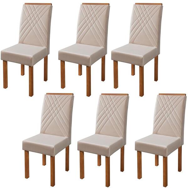 Conjunto 6 Cadeiras Barbara De Madeira Maciça Em Veludo