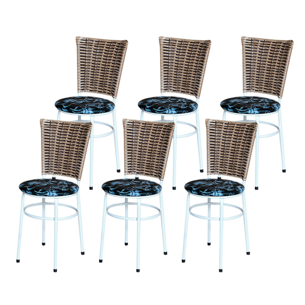 Conjunto 6 Cadeiras Branca Para Cozinha Hawai Cappuccino Com