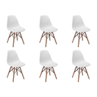 Conjunto 6 Cadeiras Charles Eames Eiffel Wood Base Madeira -