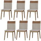 Conjunto 6 Cadeiras Cristal Linho Com Pés De Madeira Maciça