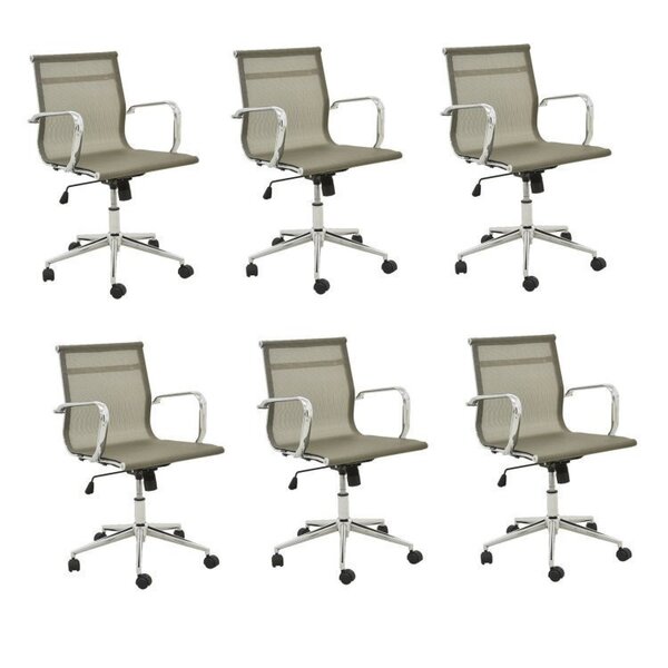 Conjunto 6 Cadeiras De Escritório Presidente Giratória Sevilh